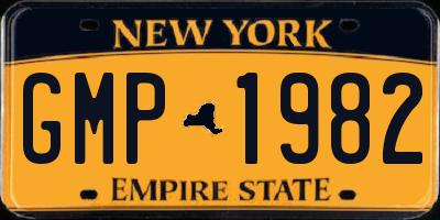 NY license plate GMP1982