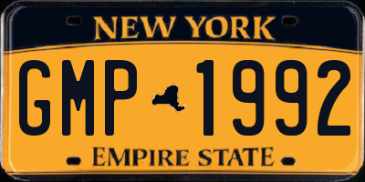 NY license plate GMP1992