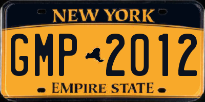 NY license plate GMP2012