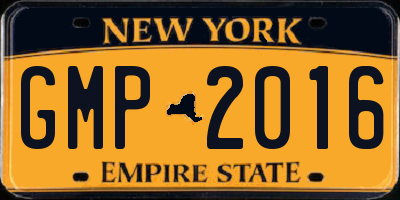 NY license plate GMP2016