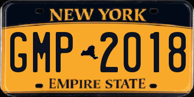 NY license plate GMP2018