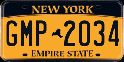 NY license plate GMP2034