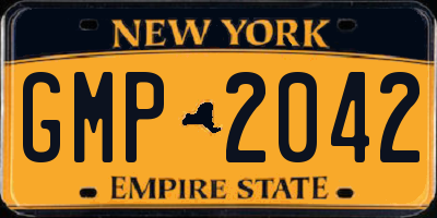 NY license plate GMP2042