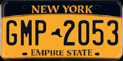 NY license plate GMP2053