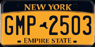 NY license plate GMP2503