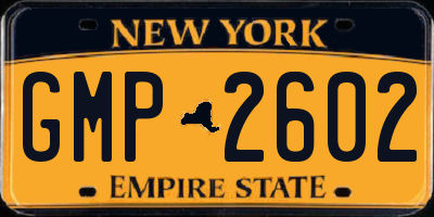 NY license plate GMP2602