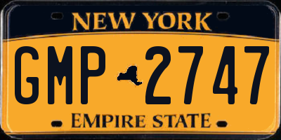 NY license plate GMP2747