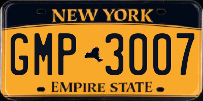 NY license plate GMP3007