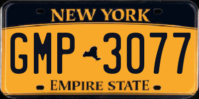 NY license plate GMP3077