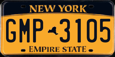 NY license plate GMP3105