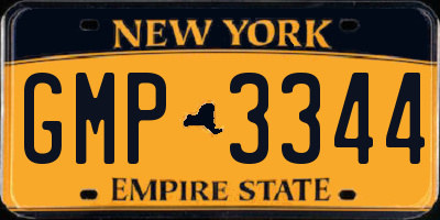 NY license plate GMP3344