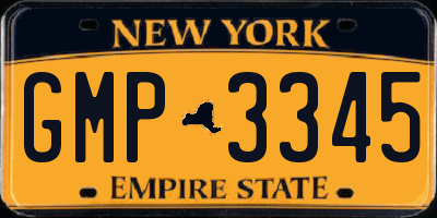 NY license plate GMP3345