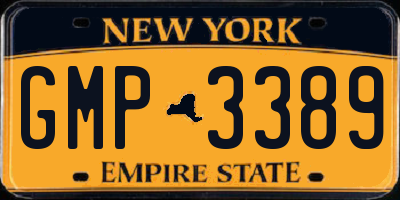 NY license plate GMP3389