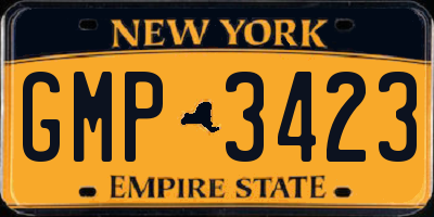 NY license plate GMP3423