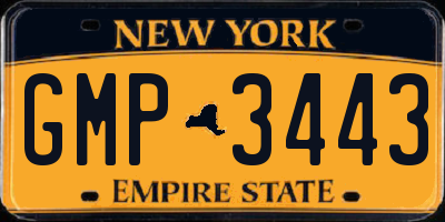 NY license plate GMP3443