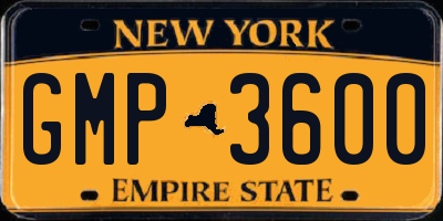 NY license plate GMP3600