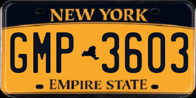 NY license plate GMP3603