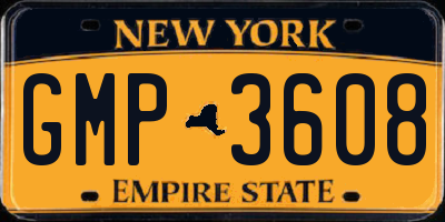 NY license plate GMP3608