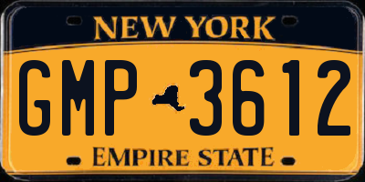 NY license plate GMP3612