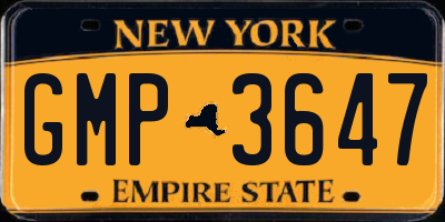 NY license plate GMP3647