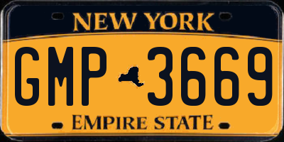NY license plate GMP3669