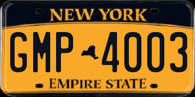 NY license plate GMP4003