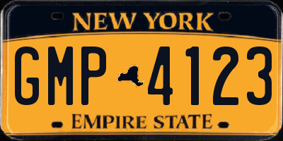 NY license plate GMP4123