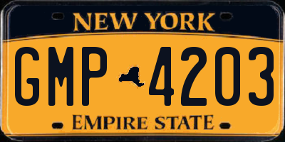 NY license plate GMP4203