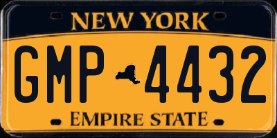 NY license plate GMP4432