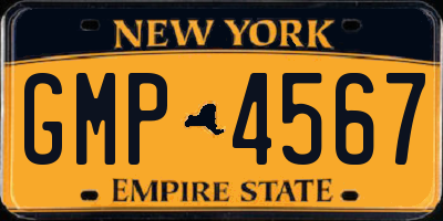 NY license plate GMP4567