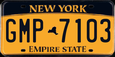 NY license plate GMP7103