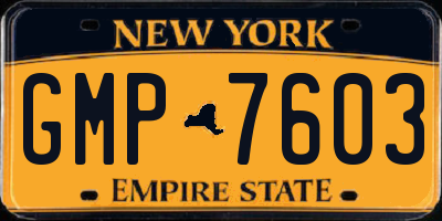 NY license plate GMP7603