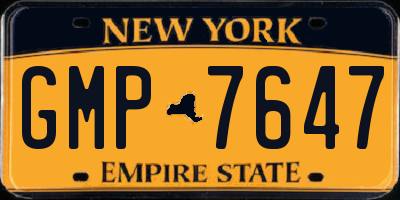 NY license plate GMP7647