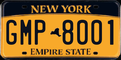 NY license plate GMP8001