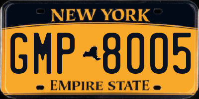 NY license plate GMP8005