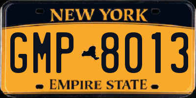 NY license plate GMP8013