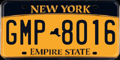 NY license plate GMP8016