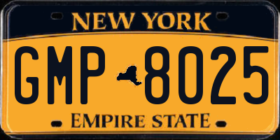NY license plate GMP8025