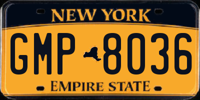 NY license plate GMP8036