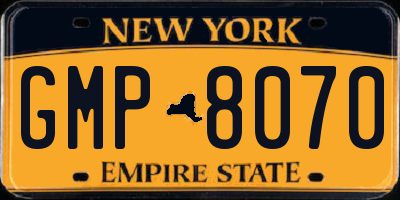 NY license plate GMP8070