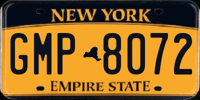 NY license plate GMP8072