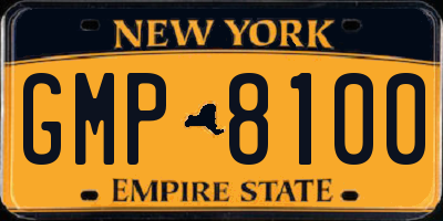 NY license plate GMP8100