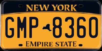 NY license plate GMP8360