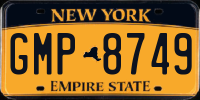 NY license plate GMP8749