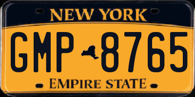 NY license plate GMP8765