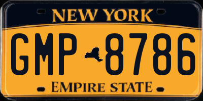 NY license plate GMP8786