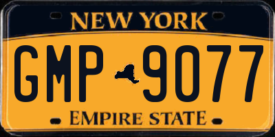 NY license plate GMP9077