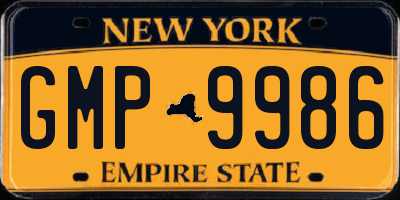 NY license plate GMP9986