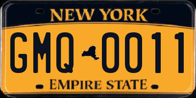 NY license plate GMQ0011