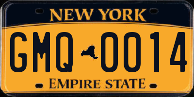 NY license plate GMQ0014